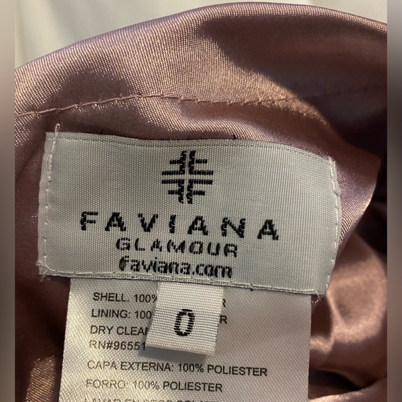 Faviana Lace Up Back Satin V Neck Grad Dress - Picture 4 of 6